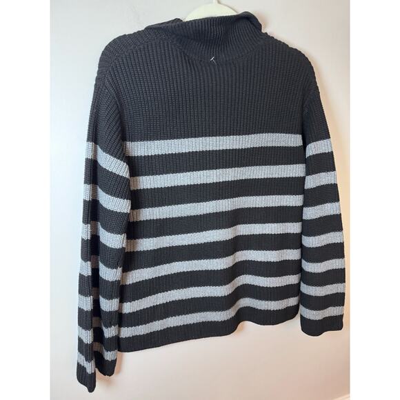 English Factory STRIPED HALF-ZIP SWEATER Grey/black Womens Sz XS NEW - Picture 15 of 15